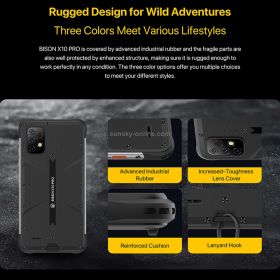 UMIDIGI BISON X10 Pro Rugged Phone, Non-contact Infrared Thermometer, 4GB+128GB NEGRU