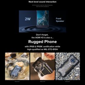 AGM H3 EU Version Rugged Phone, Night Vision Camera, 4GB+64GB NEGRU